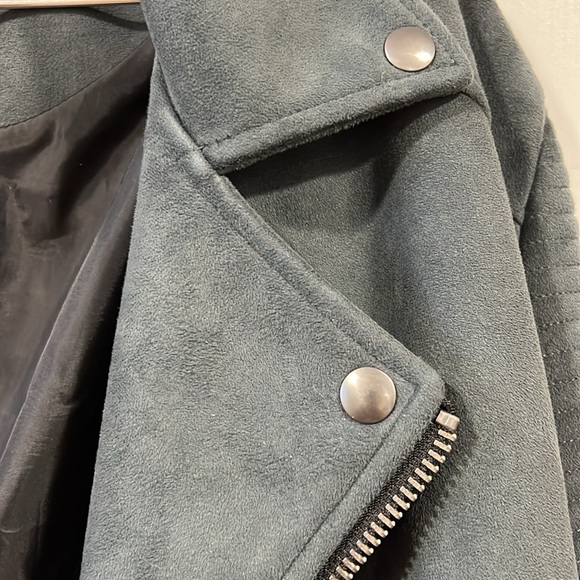 ASOS faux suede leather motor jacket short men’s large gray - Picture 3 of 7